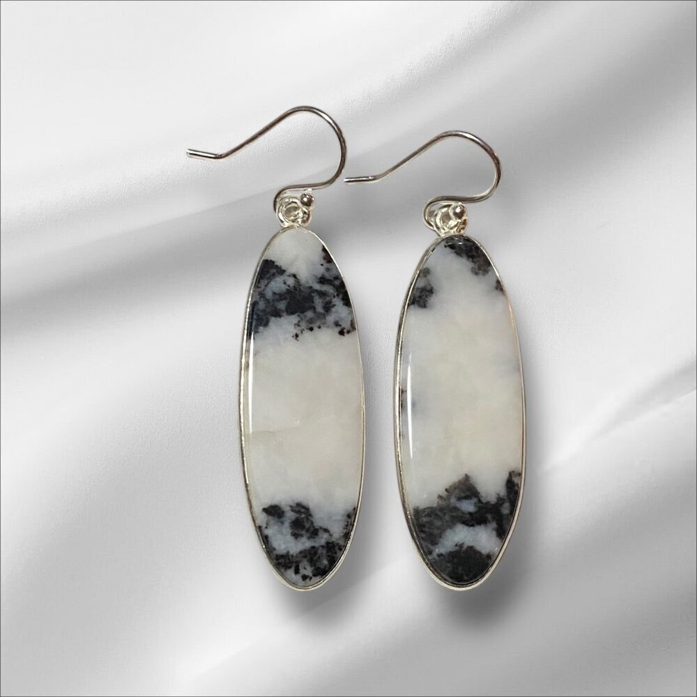 NEW Zebra Jasper Sterling Silver Dangle Earrings